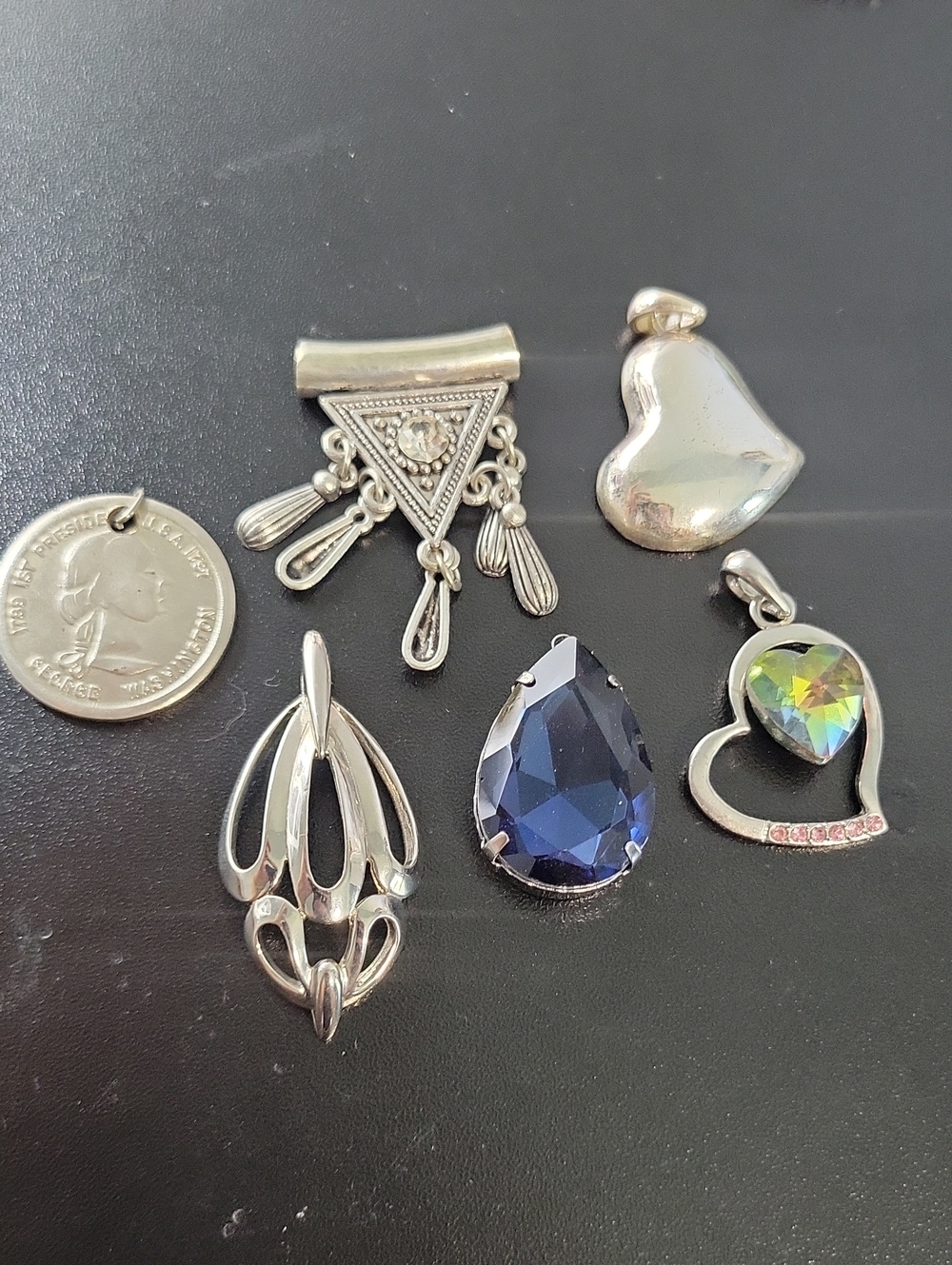Blue Teardrop Pendant Necklace Charm Lot